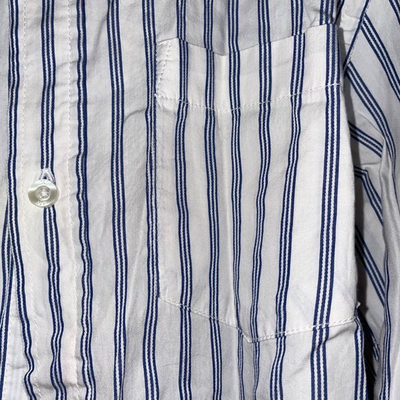 Gap Kids XL Boys Striped Button-Down Shirt Blue & White Long Sleeve Cotton - Picture 3 of 6